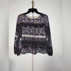 GB Girls Multicolor Patterned Blouse ruffle long sleeve size L